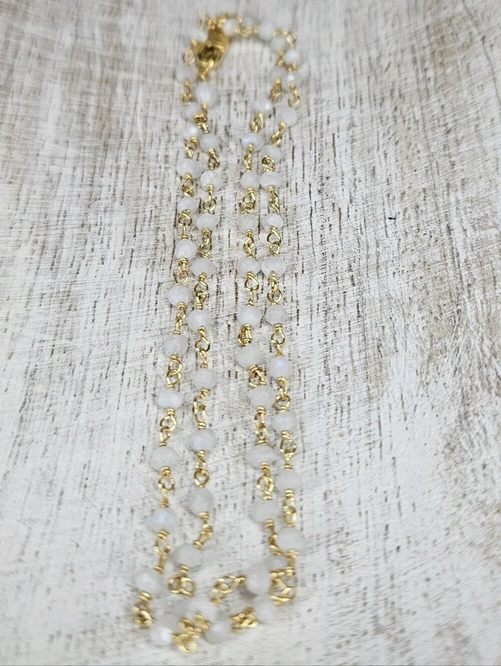 18k Gold Vermeil Moonstone Choker Necklace 16